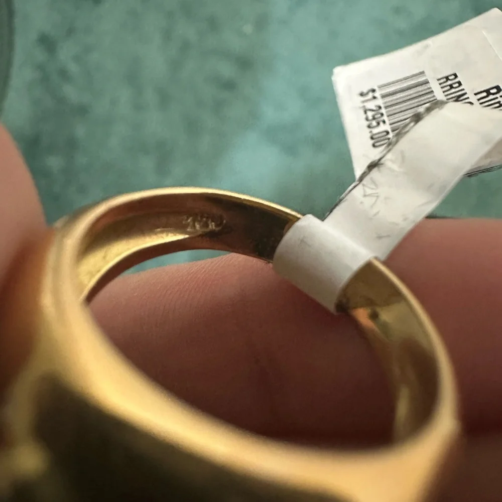 🚫🚫🚫SOLD Green Tourmaline-Opal-Green Tourmaline three stone 18k yg ring-heavy - Picture 4 of 11